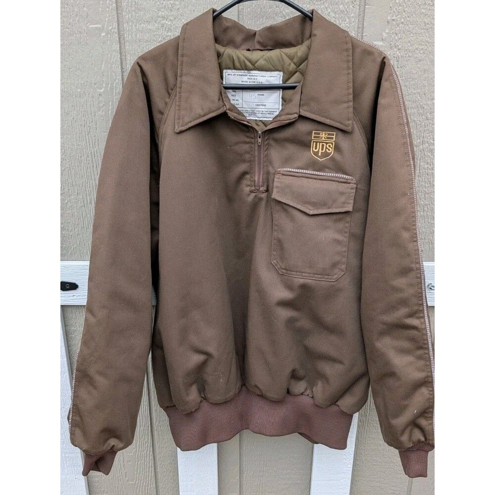 Vintage UPS United Parcel Service Uniform Pullover Jacket XL 1/4 Zip - READ DES!